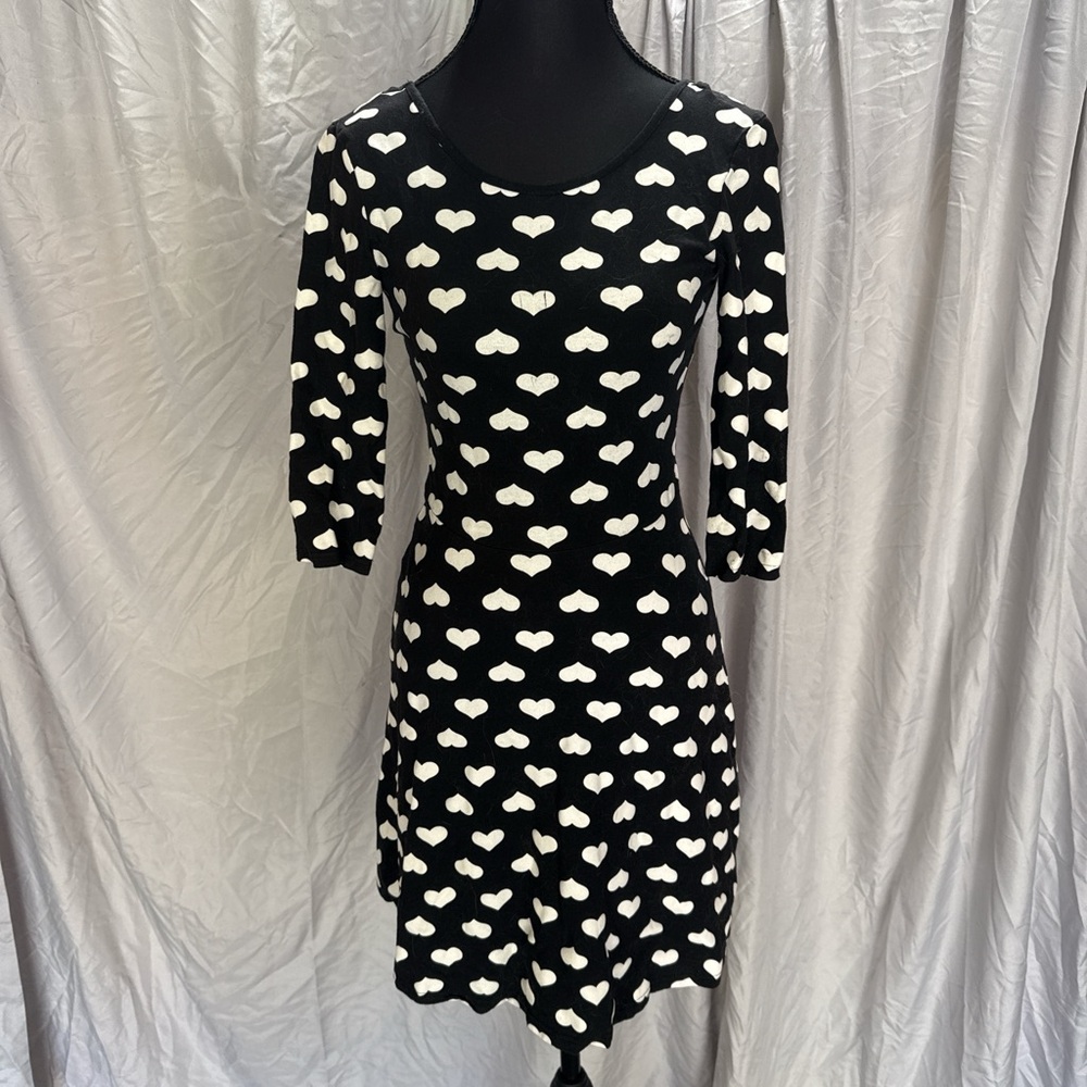 Rue21 Black and White Heart Long Sleeve Dress